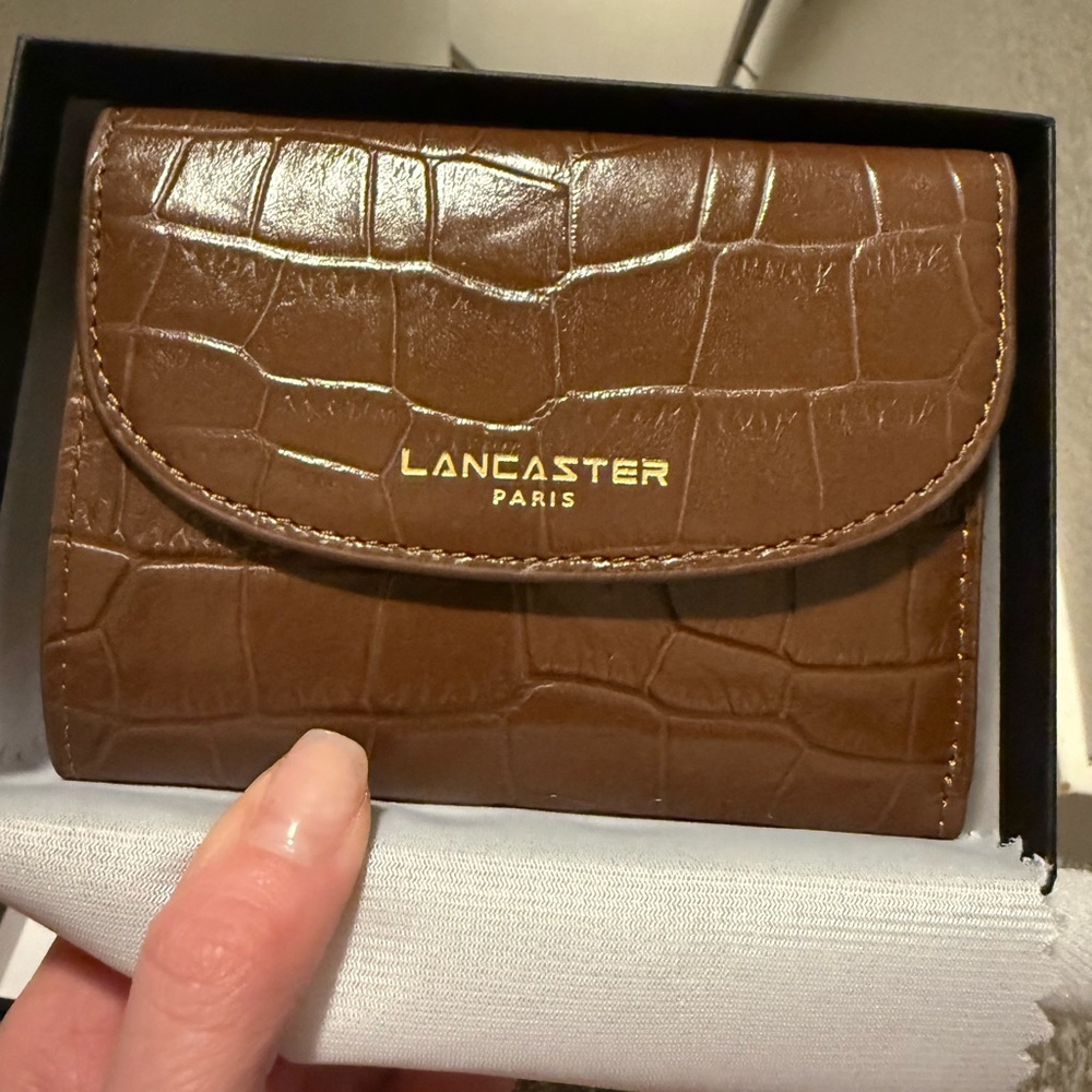 Lancaster Paris Brown Croc-Embossed Wallet